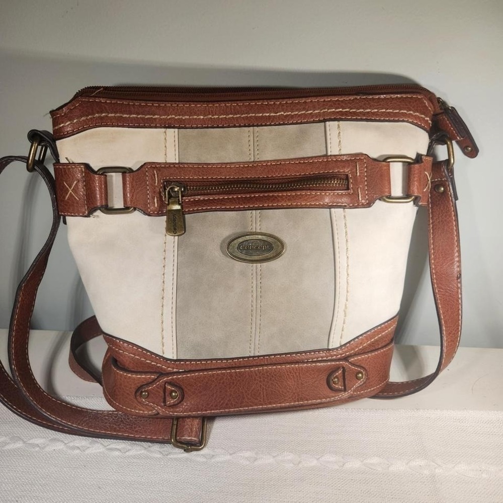 Tan & Cream Crossbody Purse | Neutral Everyday Shoulder Bag | Chic Handbag